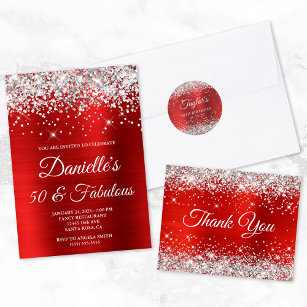 Silver Glitter and Bright Red Ombre Foil Wrapping Paper Sheet