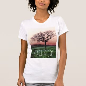 Peace and joy, customisable Tshirt with a tree