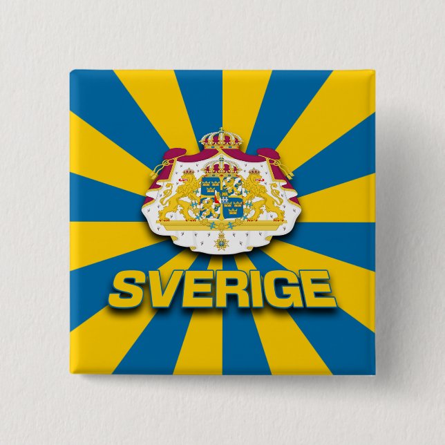 Sverige Coat of Arms 15 Cm Square Badge (Front)