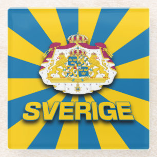 Sverige Coat of Arms Glass Coaster
