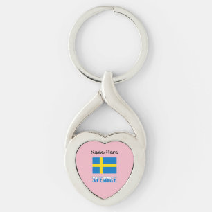 Sverige och Svensk Flagga Personalized Key Ring