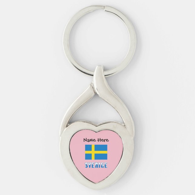Sverige och Svensk Flagga Personalized  Key Ring (Front)
