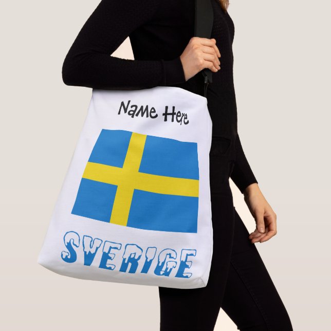 Sverige och Svenska Flagge Personalised Crossbody Bag (Close Up)