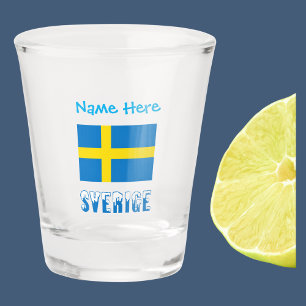 Sverige Svenska Flagga Blue Personalised Shot Glass