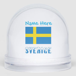 Sverige Svenska Flagga Blue Personalized  Snowglobe