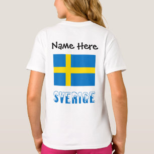 Sverige Svenska Flagge Black Personalisation T-Shirt