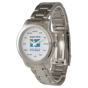 Sverige Svenska Flagge Black Personalisation Watch