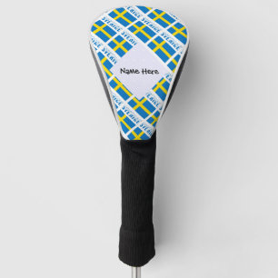Sverige Svenska Flagge Tiled Black Personalisation Golf Head Cover