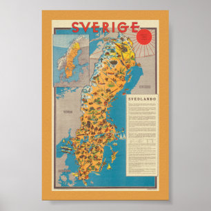 Sverige Sweden Vintage Poster 1931