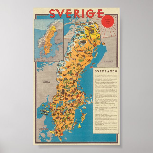 Sverige Sweden Vintage Poster 1931 (Front)