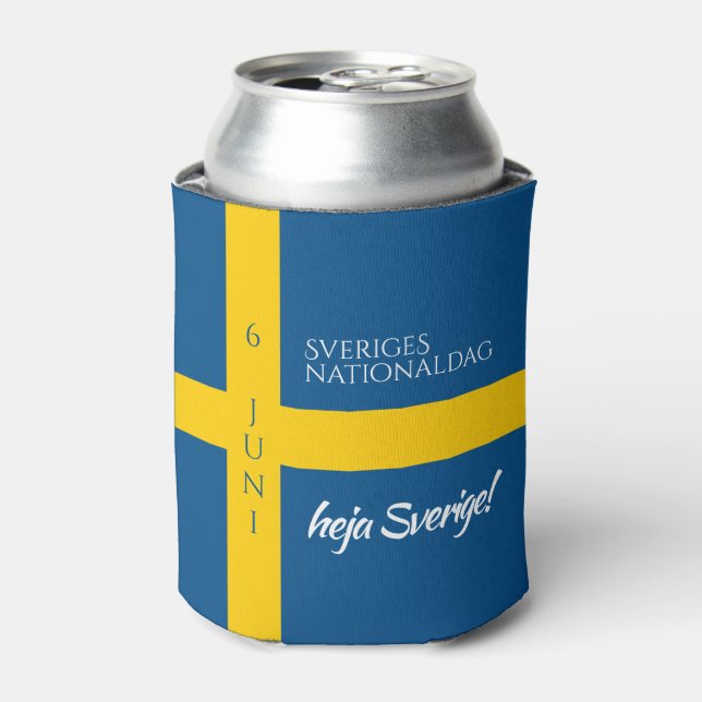 Sveriges Nationaldag Swedish National Day Flag Can Cooler (Can Front)