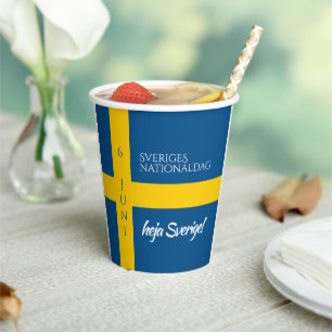 Sveriges Nationaldag Swedish National Day Flag Paper Cups