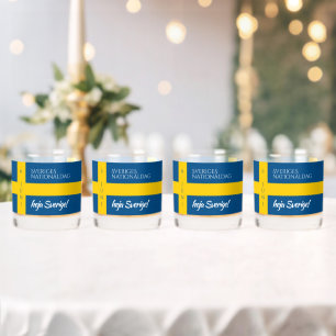 Sveriges Nationaldag Swedish National Day Flag Whiskey Glass