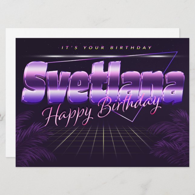 Svetlana Name First Name lilac retro card birthday (Front/Back)