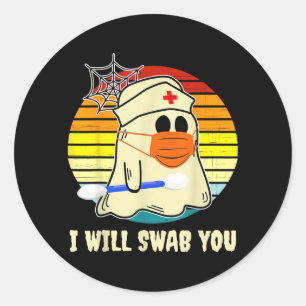 Swab Nurse Zombie Funny Halloween Nurses Gift Classic Round Sticker