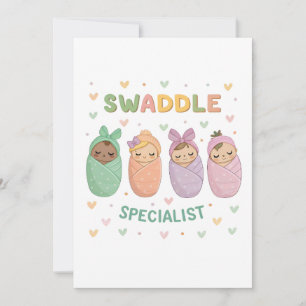Swaddle Specialist Cute Baby Illustration Invitation
