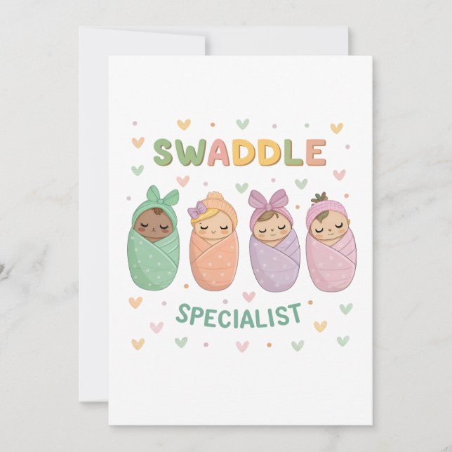 Swaddle Specialist Cute Baby Illustration Invitation (Front)