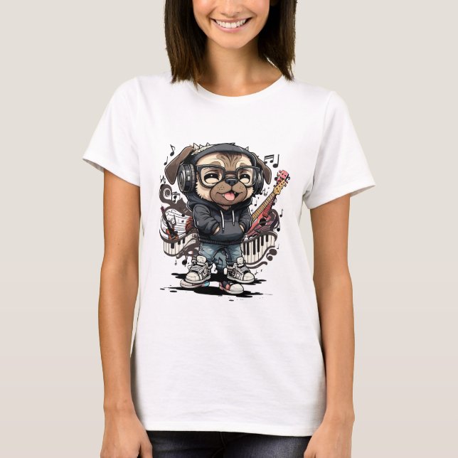 Swag Musical Pug T-Shirt (Front)