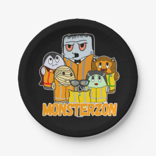 Swagazon Monsters Mummy Frankenstein Dracula Monst Paper Plate