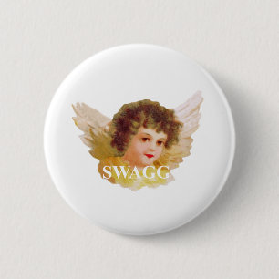 swagg angel cherub 6 cm round badge