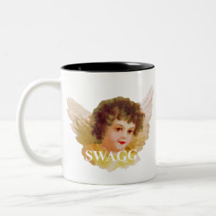 swagg angel cherub Two-Tone coffee mug