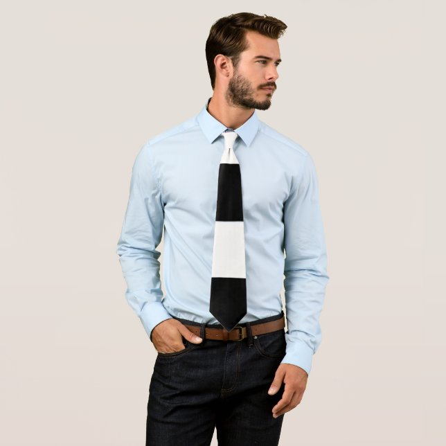 Swagger This Black and White Broad Stripe Tie (In Situ)
