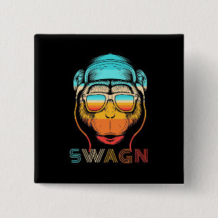 Swagn Retro Monkey 15 Cm Square Badge