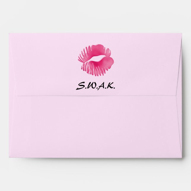SWAK Sealed With a Kiss Hot Pink Lips Print Envelopes (Back (Top Flap))