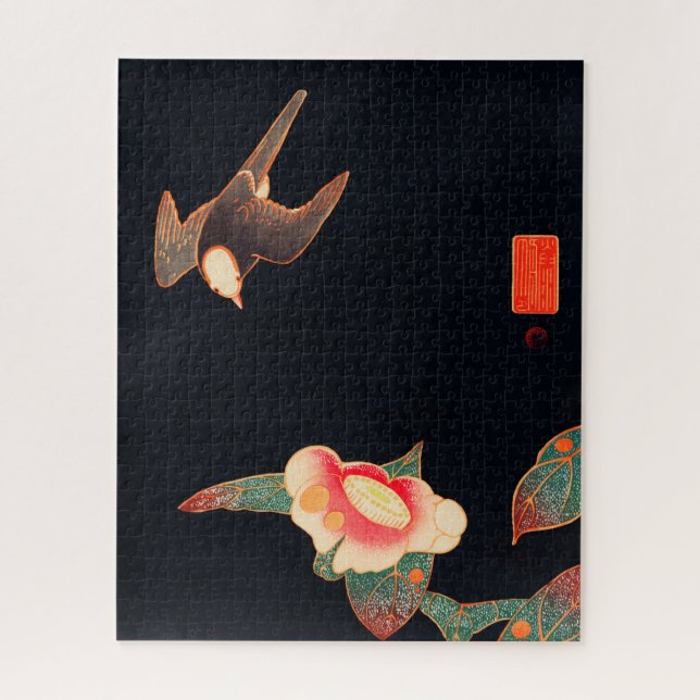 Swallow and Camellia (1900) by Ito Jakuchu Jigsaw Puzzle (Vertical)