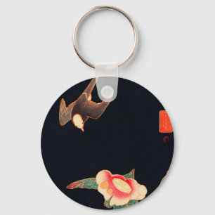 Swallow and Camellia (1900) by Ito Jakuchu Key Ring