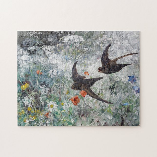 Swallow and Flower Field, Bruno Liljefors Jigsaw Puzzle (Horizontal)
