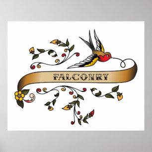 Swallow and Scroll with Falconry Poster