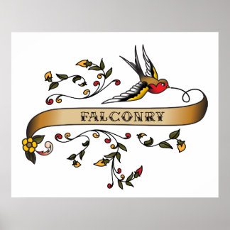 Swallow and Scroll with Falconry Poster