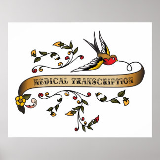 Swallow and Scroll with Medical Transcription Poster