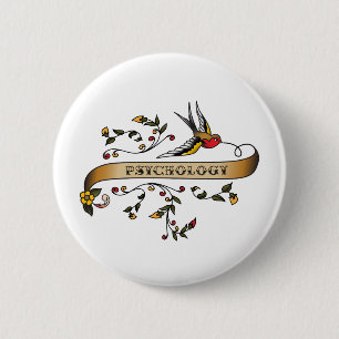 Swallow and Scroll with Psychology 6 Cm Round Badge