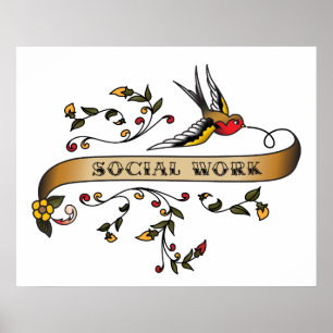 Swallow and Scroll with Social Work Poster