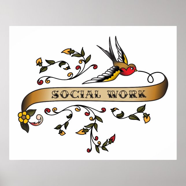 Swallow and Scroll with Social Work Poster (Front)