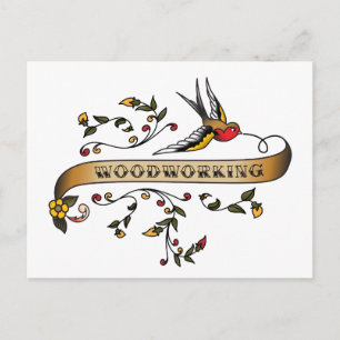 Swallow and Scroll with Woodworking Postcard
