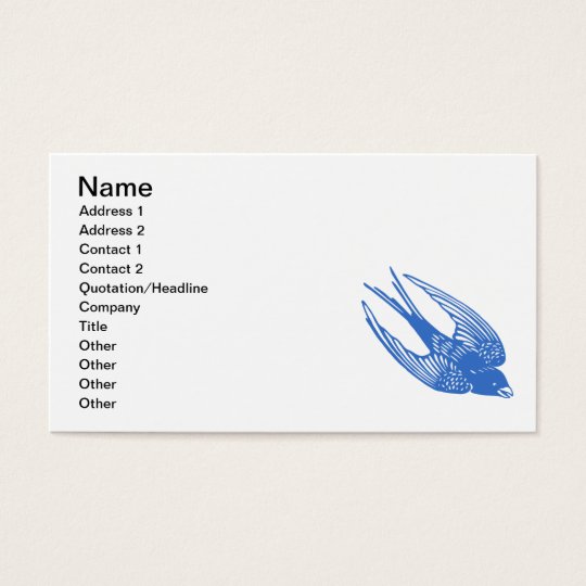 Swallow Bird Blue Business Card