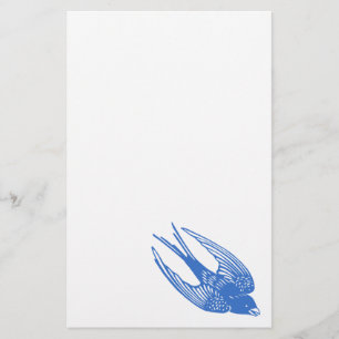 Swallow Bird Blue Stationery