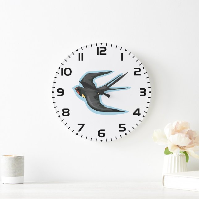 Swallow Bird Flying Large Clock (Creator Uploaded)