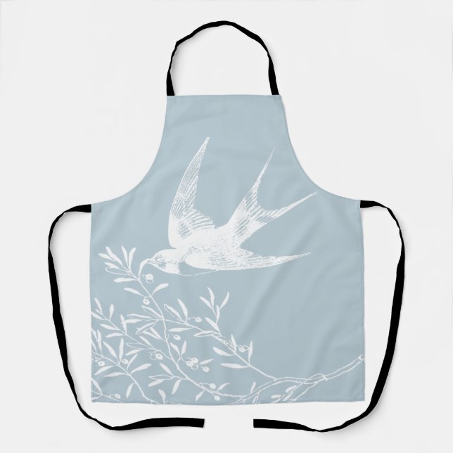 Swallow Bird Flying over Olive Branches Apron (Front)