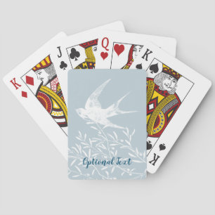 Swallow Bird Flying over Olive Branches Playing Cards