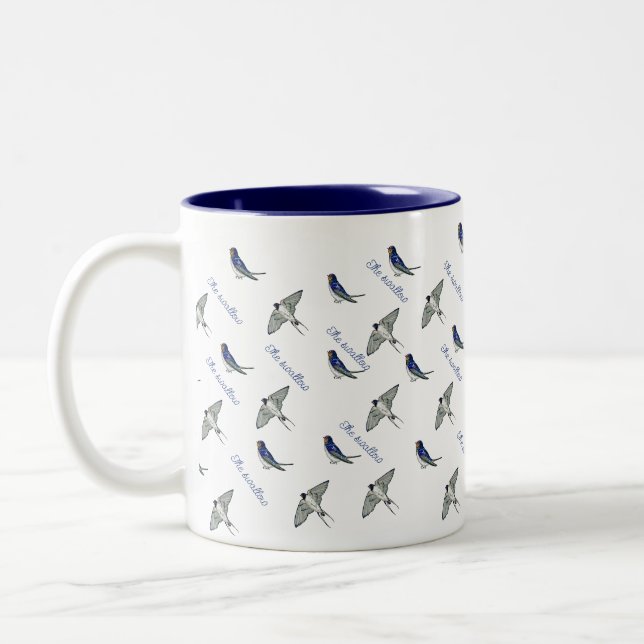 Swallow bird pattern Two-Tone coffee mug (Left)