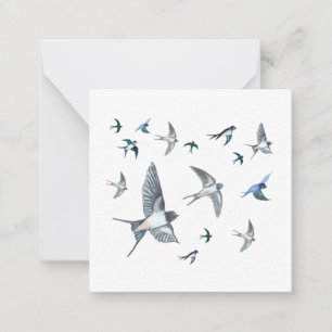 Swallow Birds Flying Illustration Card