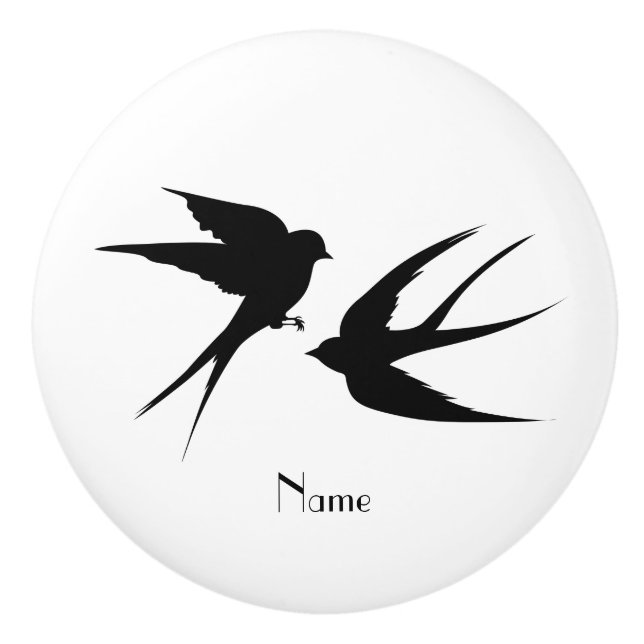 Swallow Birds Silhouettes Thunder_Cove  Ceramic Knob (Front)