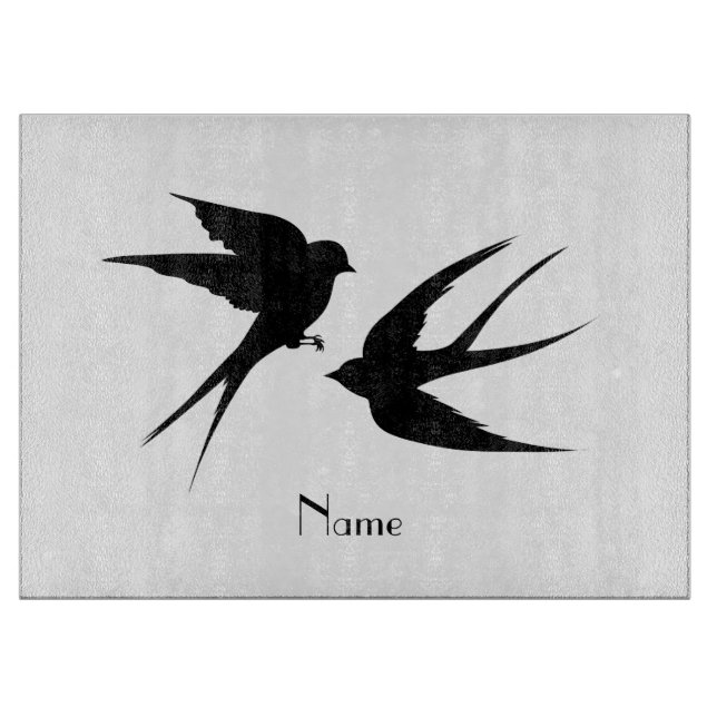 Swallow Birds Silhouettes Thunder_Cove Cutting Board (Front)