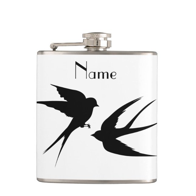 Swallow Birds Silhouettes Thunder_Cove  Hip Flask (Front)