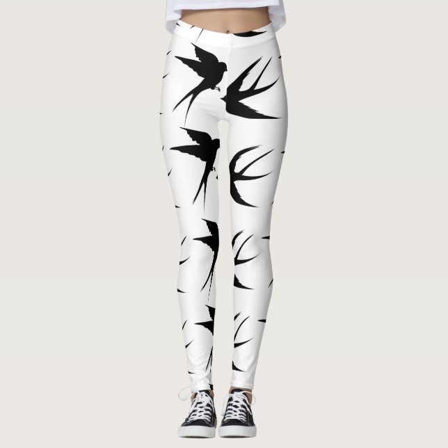 Swallow Birds Silhouettes Thunder_Cove    Leggings (Front)