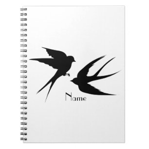 Swallow Birds Silhouettes Thunder_Cove Notebook